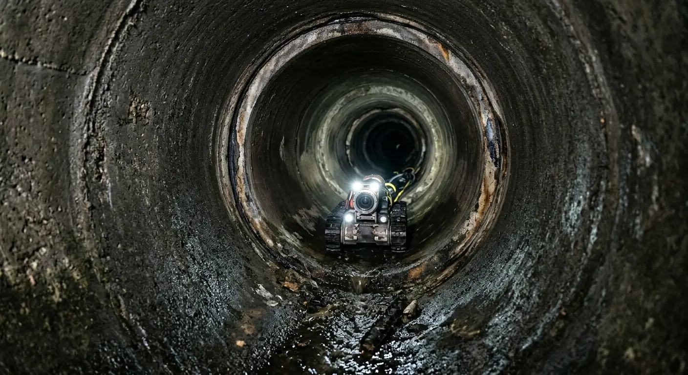 Robotic sewer camera inspecting pipe interior for Drain Snake Service in Lower Oxford